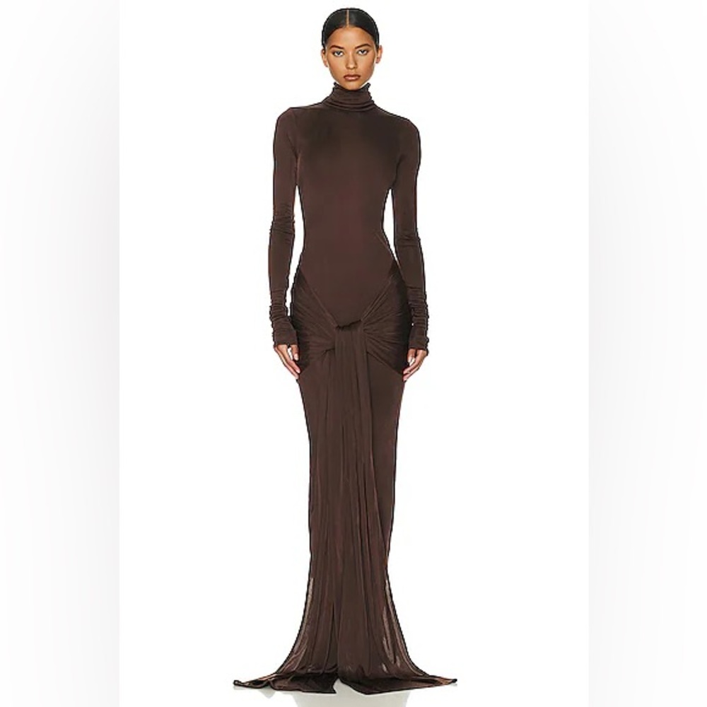 Helsa Slinky Jersey Sarong Maxi Dress
